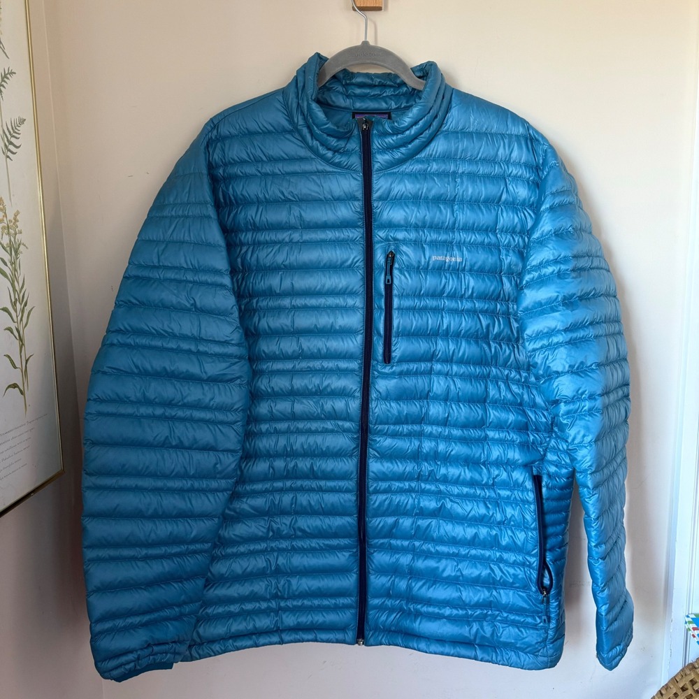 Patagonia Men's Ultralight Down Jacket XXL Blue Packable Goose Down Puffer‎